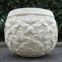 プルメリアポットリゾートな植木鉢・手水鉢コンクリート製