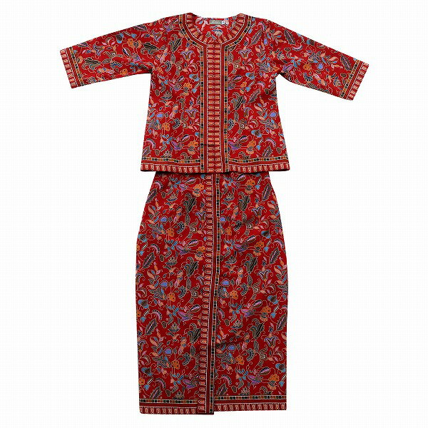 サロンケバヤ シンガポール航空キャビンアテンダント制服風 ジャケット＆スカート セット レッド 170595 Sarong kubaya Replica dress of Singapore Airlines Flight Attendant Uniform【メール便OK】