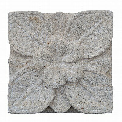 プルメリア&リーフ パラスストーン タイル 10cmX10cm フランジパニ 花 石彫り彫刻 壁飾り レリーフ バリ島建材 レンガ塀外壁装飾 エクステリア リゾートアジアン雑貨 バリ雑貨 ハワイアン雑貨【北海道・沖縄県配送不可】250066