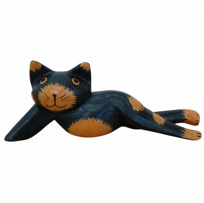 バリ猫 リラックス バリネコの木彫りの置物