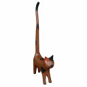 バリ猫 しっぽネコ 木彫りの置物 トイレットペーパーホルダー 50cm 三毛猫 バリネコ 猫の置物 尻尾猫 アジアン雑貨 バリ雑貨 猫の木彫り オブジェ 猫の置き物 トイレットペーパー収納 ねこ キャット cat 【北海道・沖縄県配送不可】010294