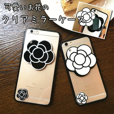 【iPhone6 Plus / 6s Plus 専用 ケース】★可愛いお花のミラークリアケース サザンカ 鏡★ソフトクリアケース ☆ソフトケース ソフトタイプ☆【10P18Jun16】