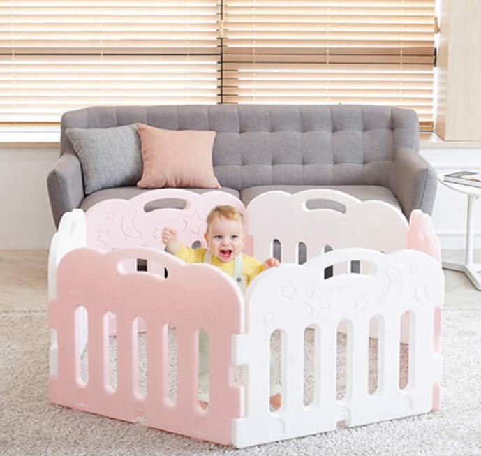 Caraz カラズ 折りたたみ ベビーサークル ベビーゲート プレイマット 148×148×60cm パネル8枚マット付　ベビー 防音 クッション 赤ちゃん フロアーマット サークルマット ベビーマット 赤ちゃんマット キッズ クッションマット ジャンピングマット おしゃれ 4color _Pup