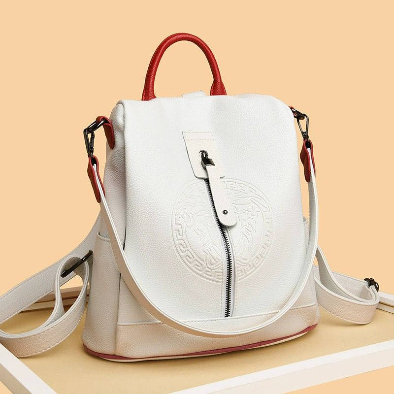 レディース リュック ミニ バックパック ポシェット 大容量 防水 Rucksack Backpack for Women 高品質PUレザー ホワイト