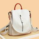 レディース リュック ミニ バックパック ポシェット 大容量 防水 Rucksack Backpack for Women 高品質PUレザー ホワイト