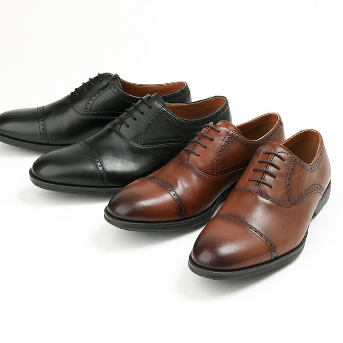ビジネスシューズ 革靴 メンズ 本革 texcy luxe(テクシーリュクス) 内羽根式ストレートチップ メダリオン ラウンドトゥ 3E相当 革靴 ビジネスシューズ men's 黒/茶色 24.5-28.0 TU-7713S