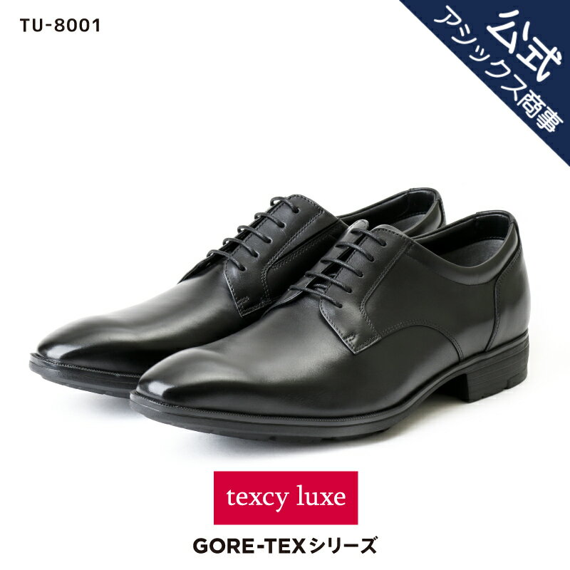 【父の日】texcy luxe(テクシーリュクス) ビジネスシューズ 革靴 メンズ men's 就活 ウォーキング 本革 3E相当 防水タイプ ゴアテックス GORE-TEX プレーントゥ 抗菌 防臭 スニーカー 梅雨 TU-8001 アシックス商事