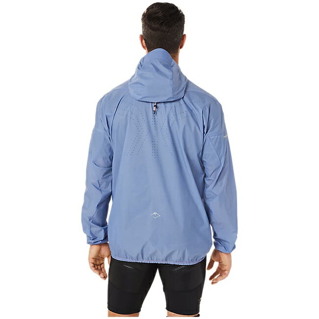 アシックス FUJITRAILウインドブレーカージャケット ブルーハーモニー ランニング 男性用 スポーツウェア トレイル 登山 アウター ジャケット フード付き 消臭 UVケア 速乾性 クールタッチ