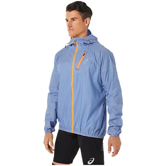アシックス FUJITRAILウインドブレーカージャケット ブルーハーモニー ランニング 男性用 スポーツウェア トレイル 登山 アウター ジャケット フード付き 消臭 UVケア 速乾性 クールタッチ
