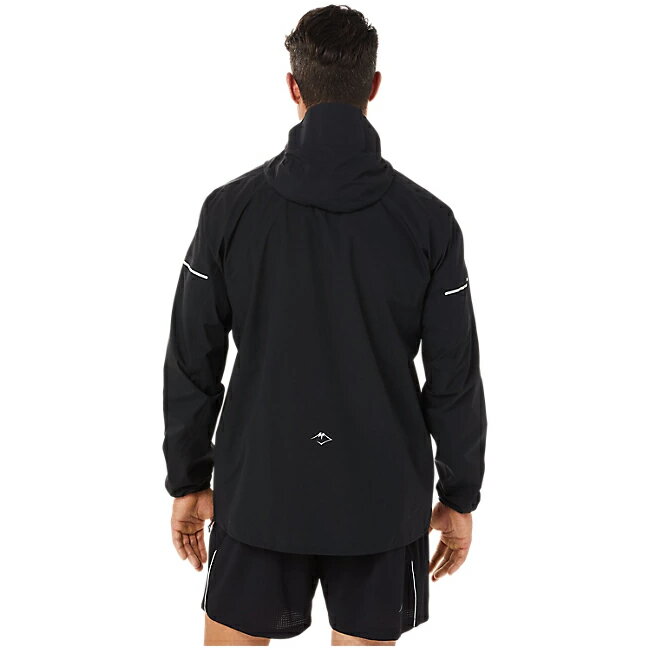 アシックス FUJITRAIL防水透湿ジャケット パフォーマンスブラック ランニング 男性用 スポーツウェア トレイル 登山 アウター ジャケット フード付き 防水 透湿 止水ファスナー 夜間 反射材