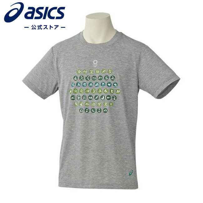 Tシャツ（東京2020オリンピックスポーツピクトグラム） グレー杢 2033a210 020アシックス トレーニング メンズ レディース Tシャツ 【東京2020公式ライセンス商品】