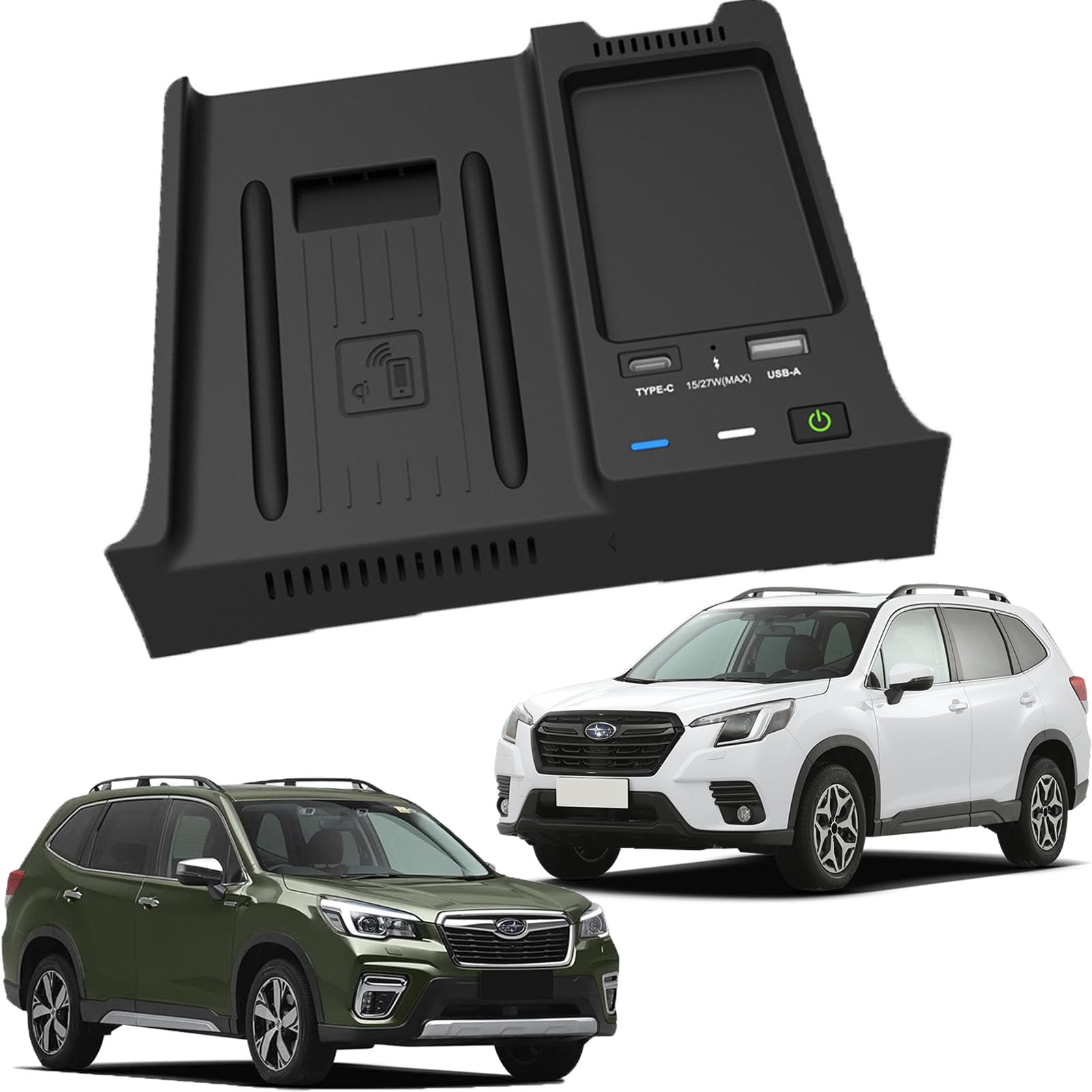 車載ワイヤレス充電器 スバルのフォレスター 2019-2023 すべてのモデルのための 15w 無線電信および 27 W Usb Qc3.0+Type-C の速い充満の 中央コンソールのアクセサリー パネル