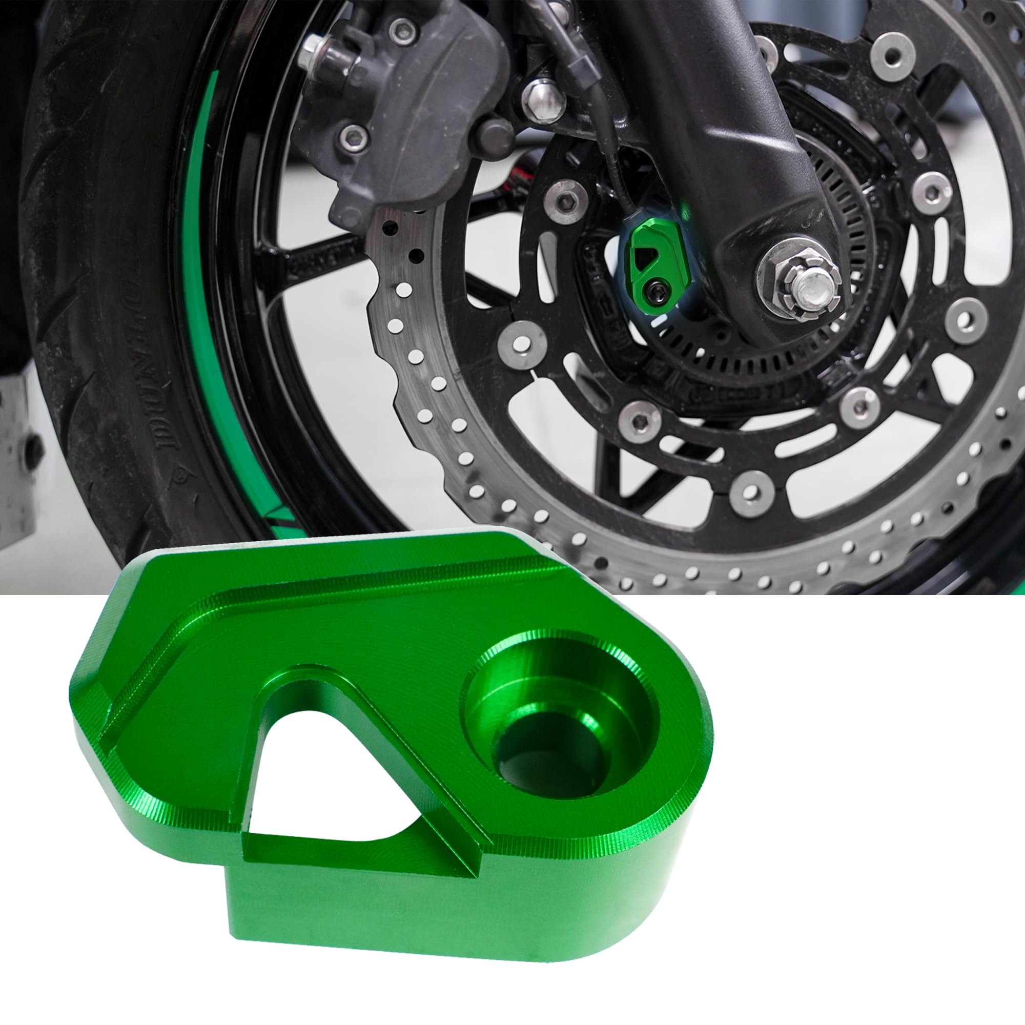 カワサキ ニンジャ400用センサーカバー 前輪ブレーキABS センサー保護カバー キャップ ガード プロテクター パーツ CNCアルミ グリーン (センサーガードカバー*1個)
