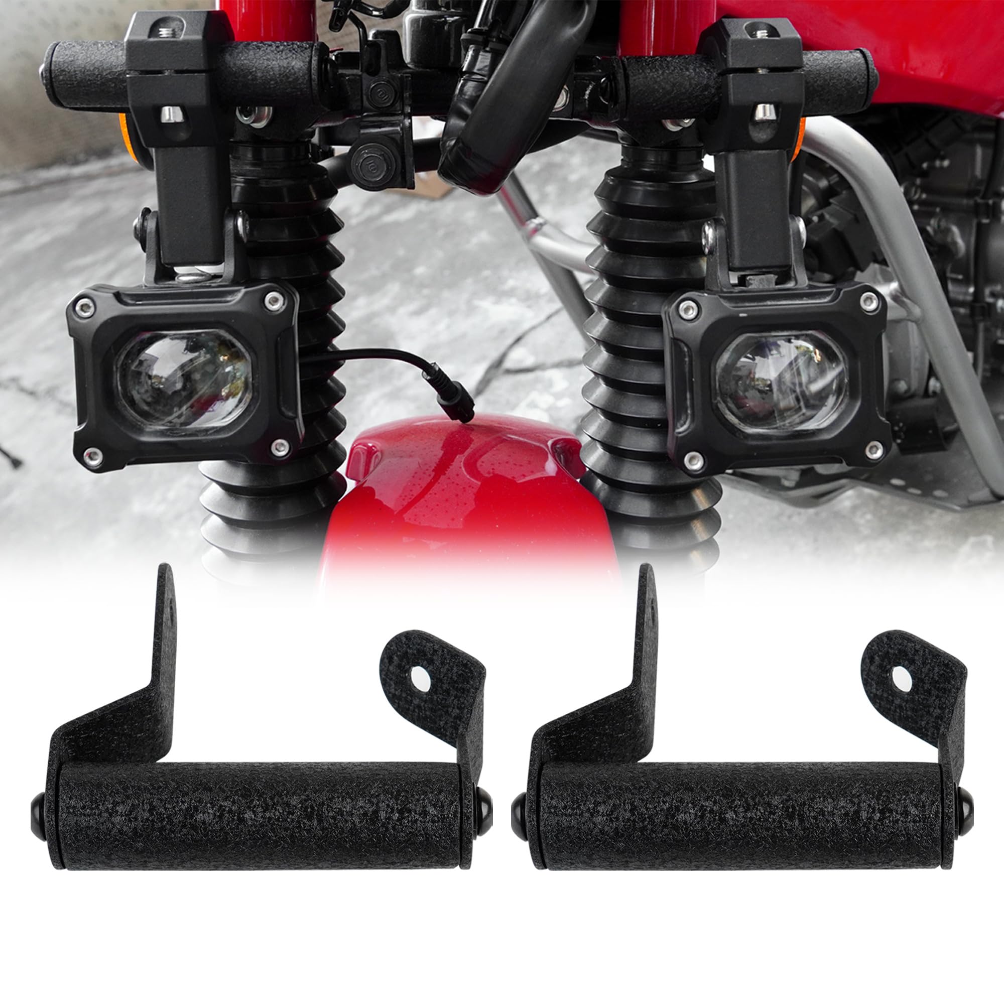 CT125 ハンターカブ フォグランプ/作業灯/前照灯/補助灯 スタンド パイプ パイプステー 挟み込み ロスレスインストール バイク フォグランプ ステー CT125 パイプ ブラケット CT125 ハンターカブ カスタムパーツ バイク パイプホルダー 2個セット（黒）