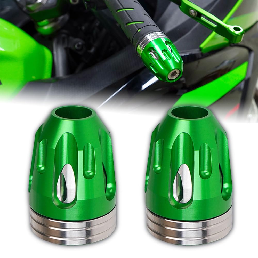 グリップエンドバイク バーエンド キャップ グリップエンド カワサキ用ニンジャNinja 400 Z400 Z800 Z900 バーエンド CNCアルミグリーン