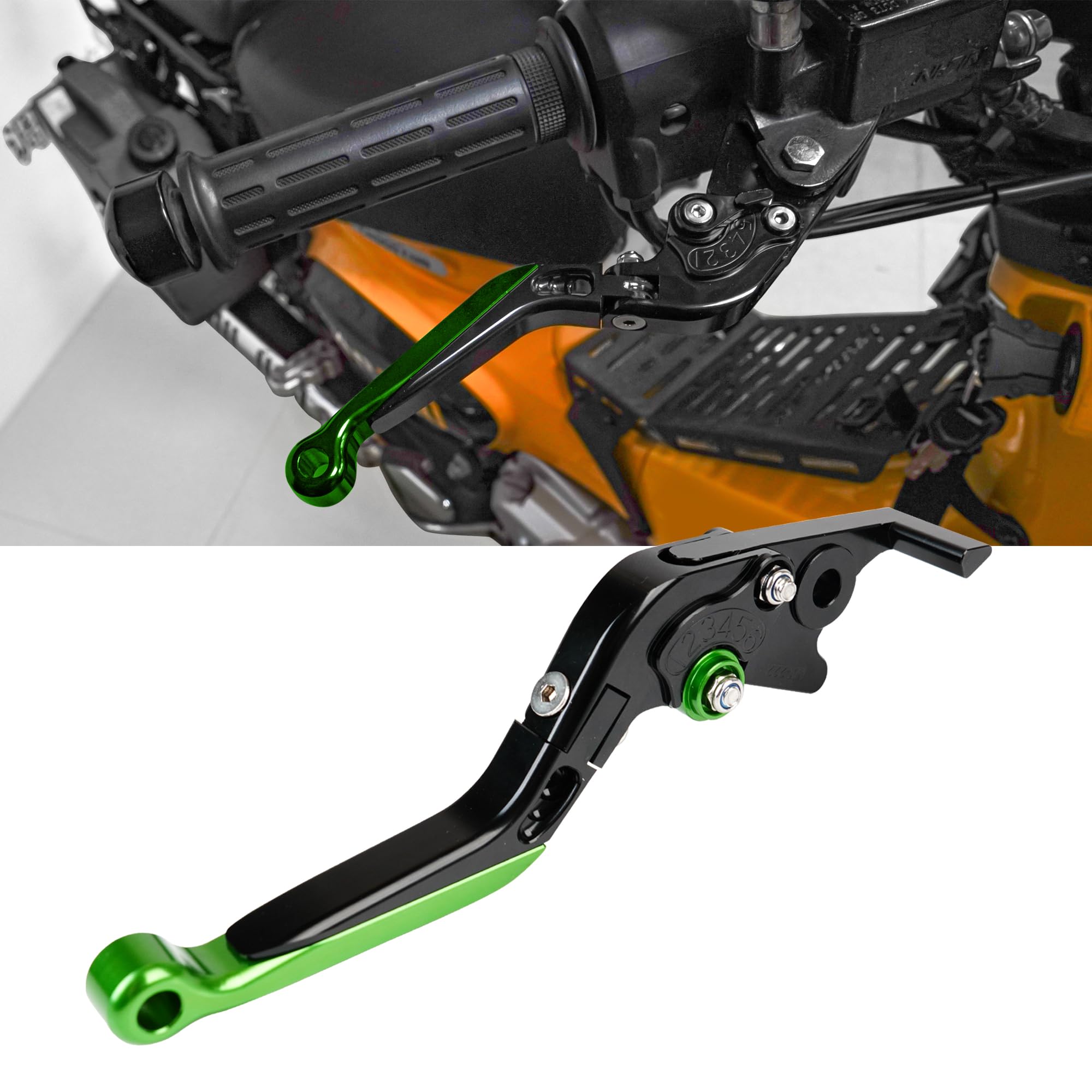 ブレーキレバー 可倒式 CC110 CT125対応ブレーキレバー 6段階可調 cnc アルミ ブレーキレバー レバーポジション調整可能な FORクロスカブ110 ja60 ハンターカブct125 ja65カスタムパーツ (ブレーキレバー ブラック グリーン)