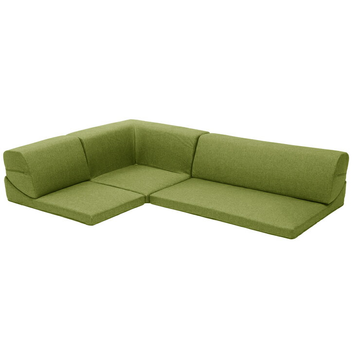 Rakuten - IORI　コーナー3点ローソファセット [タスク グリーン]