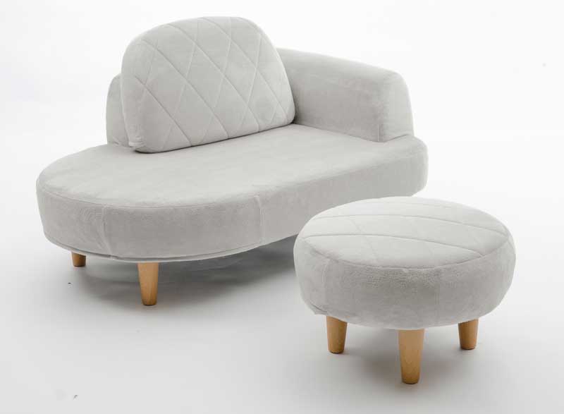 Rakuten - エレガントなコンパクトカウチソファ　 グレー 　オットマン付き a1058