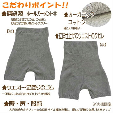 腹巻 パンツ 夏【オーガニックコットン】【2枚セット】 腹巻パンツ 毛糸のパンツ 無縫製 レディース(1分丈)腹巻 綿 腹パン 冷え対策 コットン素材 無縫製 敏感肌 天然素材 国産 日本製 温活 ダイエット 冷え性 腰痛 冷えとり スパッツ ストレスフリー タグフリー