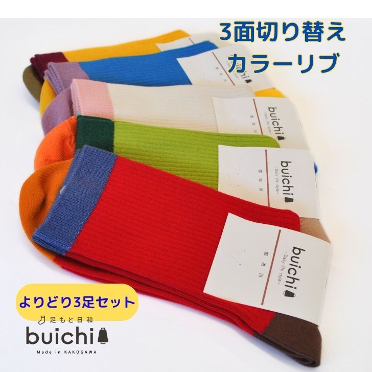 日本製 敬老の日 ギフト よりどり3足セット 靴下 レディース ソックス おしゃれ デザイン かわいい オールシーズン カジュアル カラフル くつ下産地 加古川
