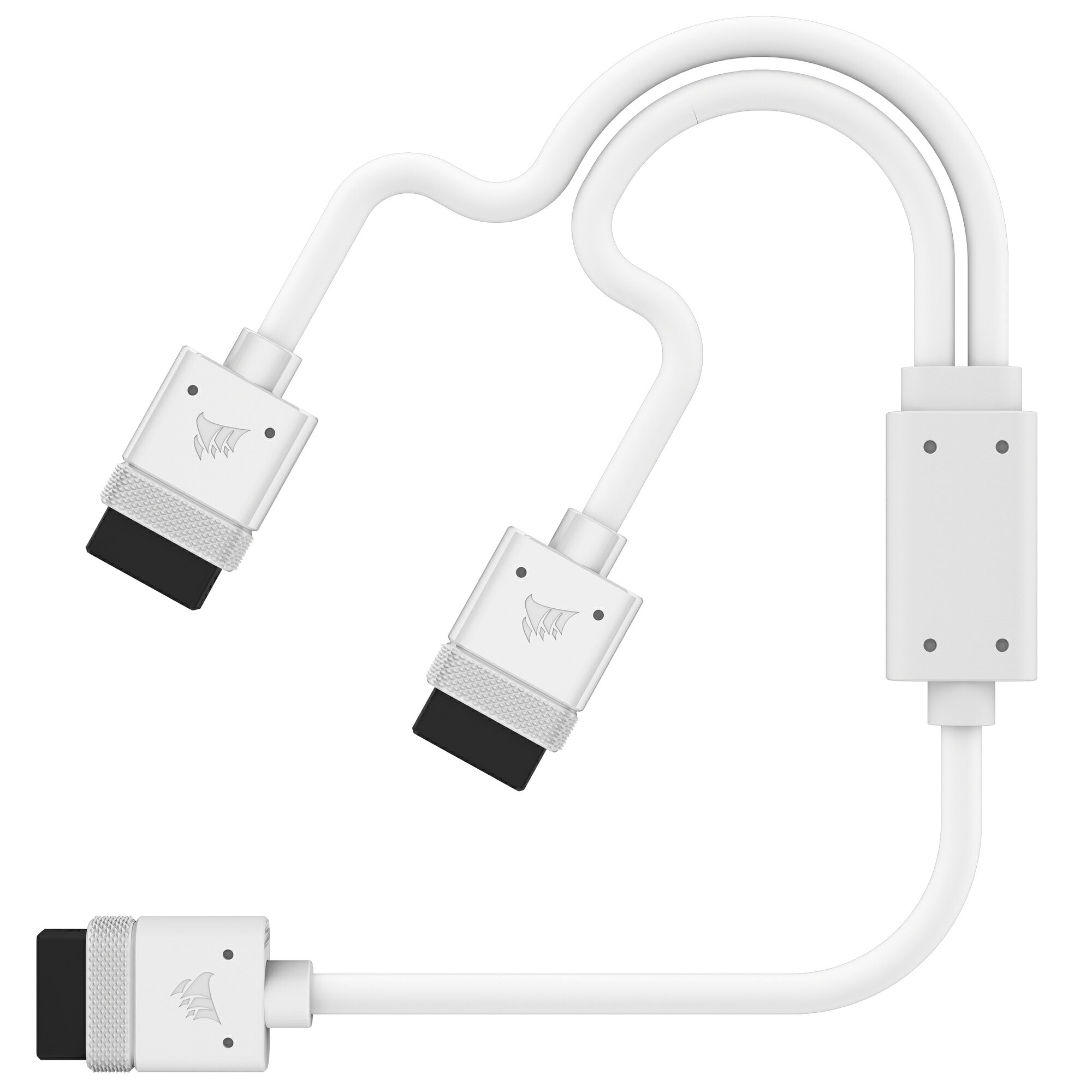 ASKダイレクトのCorsair iCUE LINK Cable 1x 600mm Y-Cable with Straight connectors White iCUE LINK対応デバイスを接続するスプリッターケーブル ホワイト｜CL-9011132-WW｜アングル3