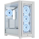 Corsair iCUE 5000X RGB QL True White 4面強化ガラスパネル ミドルタワー型PCケース ホワイト|CC-9011233-WW