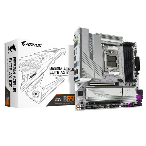 GIGABYTE B650M AORUS ELITE AX ICE AMD Ryzen 7000 シリーズ・プロセッサー対応 Micro ATXマザーボード|B650M A ELITE AX ICE GIGABYTE B650M AORUS ELITE AX ICE AMD Ryzen 7000 シリーズ・プロセッサー対応 Micro ATXマザーボード|B650M A ELITE AX ICE