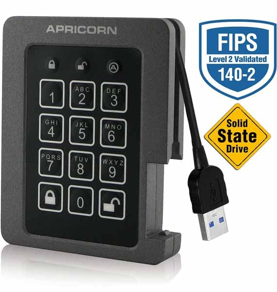 Apricorn Aegis Padlock SSD USB 3.0 暗号化小型ポータブルストレージ 2TB｜ASSD-3PL256-2TBF