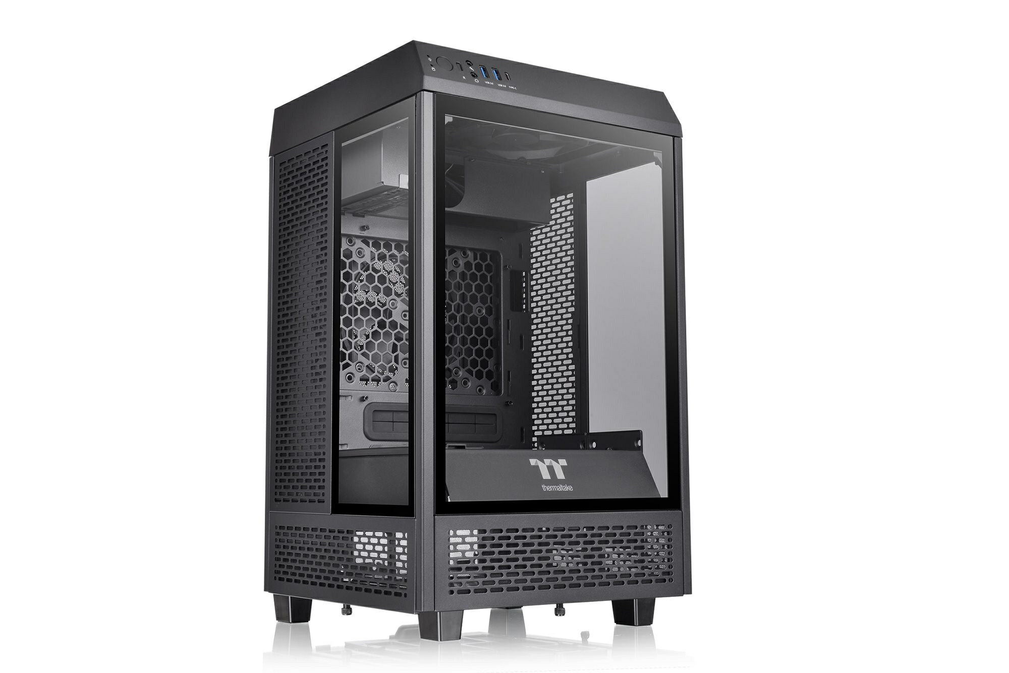 Thermaltake The Tower 100 3面強化ガラスパネル ミニタワー型PCケース ブラック｜CA-1R3-00S1WN-00