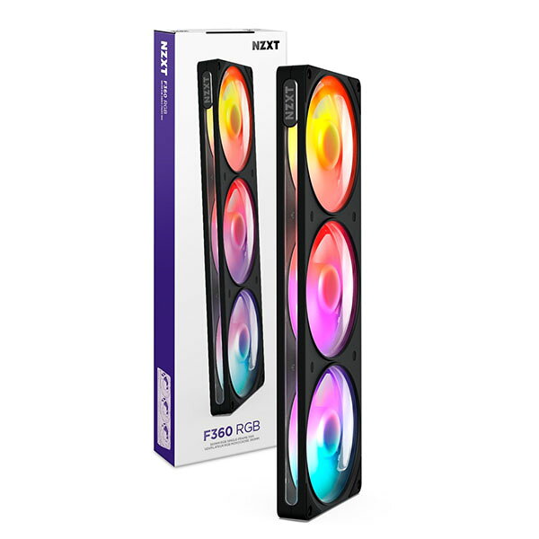 樂天商城 - NZXT F360 RGB v2 Black シングルフレーム ケースファン 120mm×3 ブラック｜RF-R236U-BF