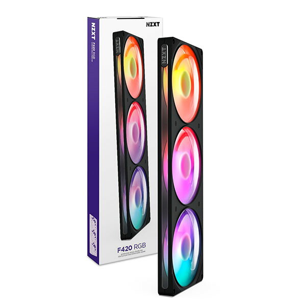 樂天商城 - NZXT F420 RGB v2 Black シングルフレーム ケースファン 140mm×3 ブラック｜RF-R242U-BF