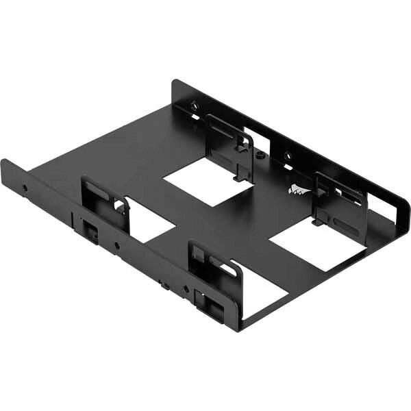 2 つの問題を同時に解決する SSD マウントブラケット CORSAIR Dual SSD Mounting Bracket は 3.5 インチ ハードドライブベイしかないデスクトップ PC のアップグレードの問題を解決します。取り付けはわかりやすく簡単。1 つまたは 2 つの SSD を付属のねじでブラケットに取り付け、ブラケットを任意の標準 3.5 インチ ドライブベイに装着するだけです。黒モデルまたは白モデルでお求め可能で、ブラケットはどのケースにも合った外観で、コネクタに圧力をかけずに SATA データケーブルを接続できるようスペースを特別にとった設計になっています。 2 つの SSD を同じブラケットに重ねることができるので、柔軟性が増します。利用可能な 3.5 インチ ドライブベイが 1 つだけしかない場合でも、取り付けられる SSD が 1 つに限定されていません。調節可能な取り付け位置により、対称的および非対称的デュアル SSD 取り付けの両方をサポートしているので、7mm と 9.5mm の両方の高さの SSD に対応します。 JAN：0843591069076