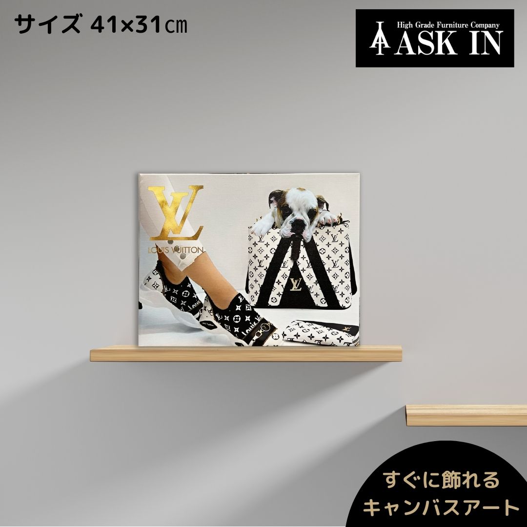 【国産】キャンバスアート アートパネル 41x31cm アート ブランド オマージュ ブルドッグ かわいい お..
