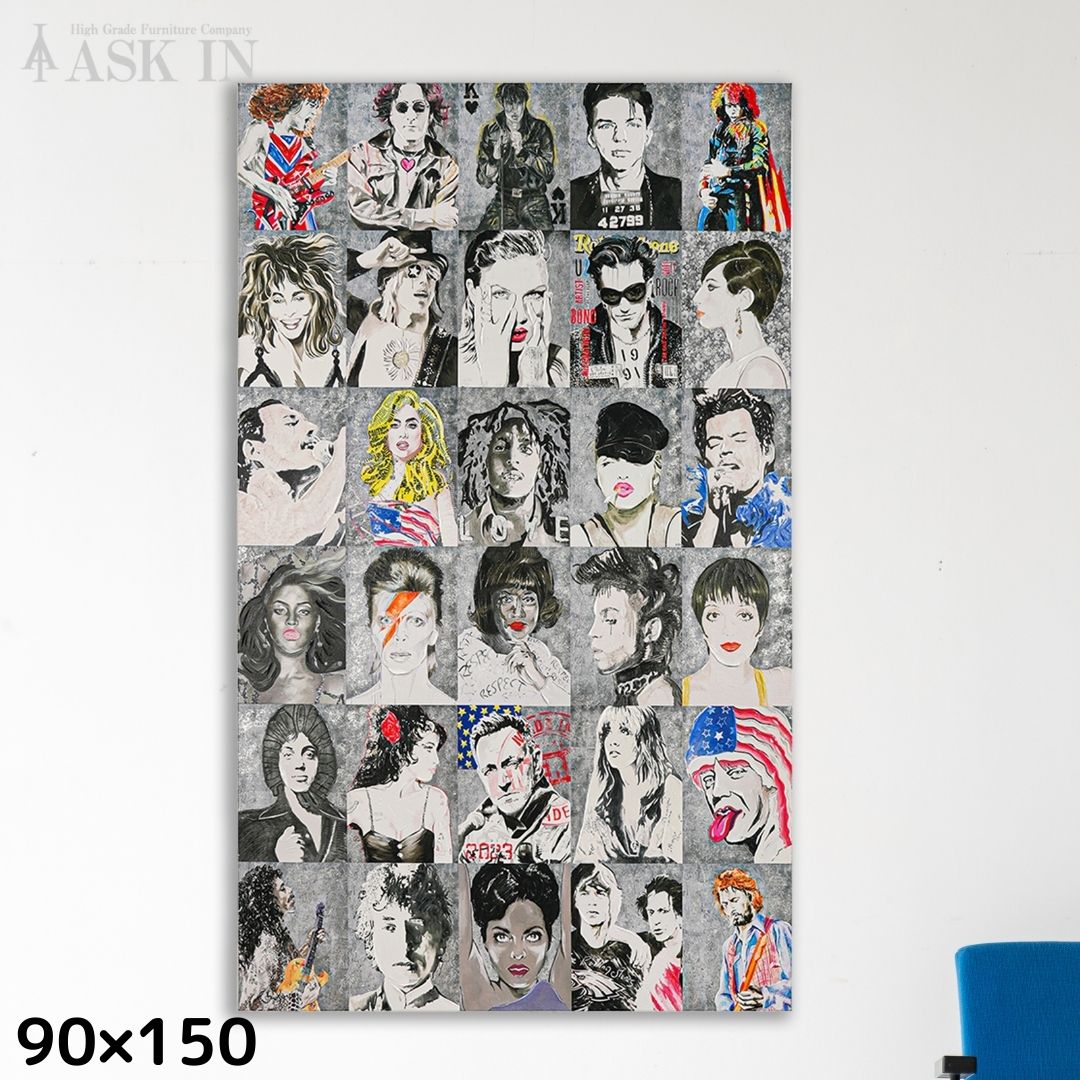 Rakuten - 【手描き】デザイナーズアート 90x150cm 特大 アート クール かっこいい 大きい 有名アーティスト アートパネル ポスター 壁 壁掛け おしゃれ キャンバス ギフト プレゼント 店舗 新築 オフィス 玄関 サロン カフェ バー モダン パネル ポップ アスクイン ASK IN サミッド