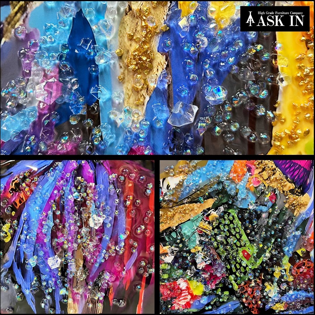 【キラキラとクリスタル輝く】アートパネル クリスタルアート 86x86cm おしゃれ キラキラ ライオン クール 女性 アート サロン カラフル 壁掛け バー カフェ 水晶 誕生日 レストラン プレゼント お祝い ギフト 記念日 ラウンジ 店舗 アスクイン ASK IN ノスタルダム 3