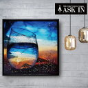 クリスタルアート ブルーグラス348 アートパネル 41x41cm 写真 ビーチ サンセット おしゃれ キラキラ ゴージャス 絵 絵画 アート 海 グラス インテリア 壁 プレゼント リビング ギフト クリスタル サロン オフィス バー トイレ アスクイン ASK IN