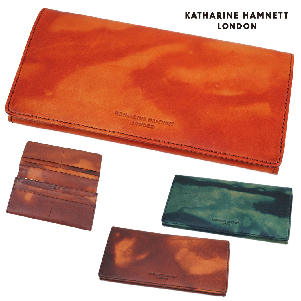 ムラ 長財布 メンズ 長財布 メンズ KATHARINE HAMNETT キャサリンハムネット ロンドン FLUID フルイド 本革 カード12枚収納 長サイフ レザー ムラ染め メンズ 財布 メンズ 長財布 ブランド 490-59203 父の日