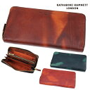 ムラ 長財布 メンズ 長財布 メンズ KATHARINE HAMNETT キャサリンハムネット ロンドン FLUID フルイド ラウンドファスナー 本革 カード13枚収納 長サイフ レザー ムラ染め メンズ 財布 メンズ 長財布 ブランド 490-59204