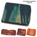 二つ折り財布 メンズ KATHARINE HAMNETT キャサリンハムネット ロンドン FLUID フルイド ラウンドファスナー カード4枚収納 折財布 折り...