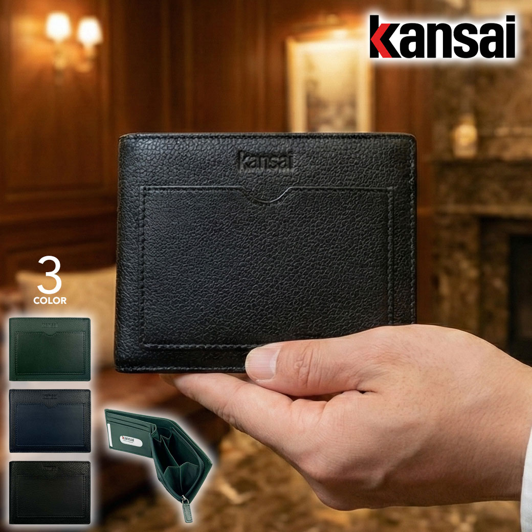 樂天商城 - 財布 二つ折り財布 L字ファスナー パスケース付き メンズ KANSAI YAMAMOTO ヤマモトカンサイ ks-ad012 本革 山羊革 牛革 二つ折り フロントポケット 外ポケット 中ベラ 定期入れ おしゃれ ブランド ウォレット 黒 紺 カーキ プレゼント 父の日 ギフト