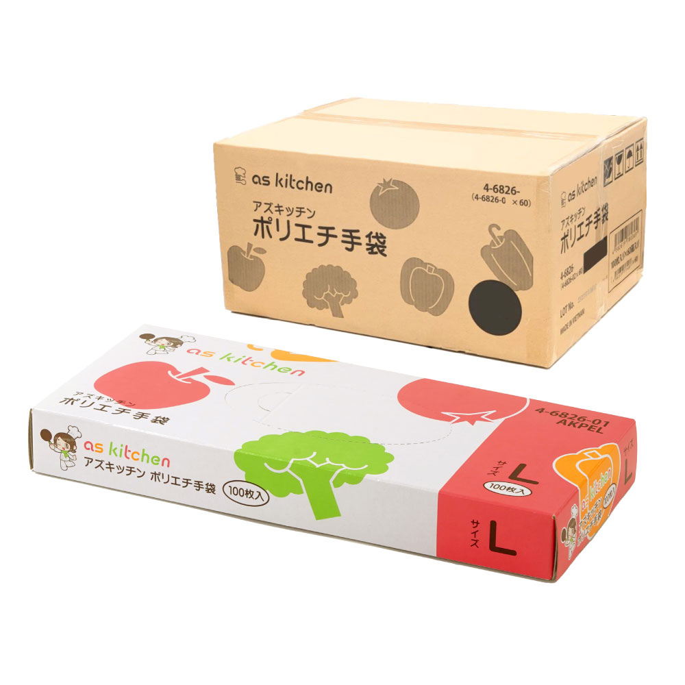 Rakuten - 【業務用】アズキッチン ポリエチ手袋 1ケース（60箱（100枚/箱））入 L 業務用 厨房用品 キッチン用品 4-6826-51