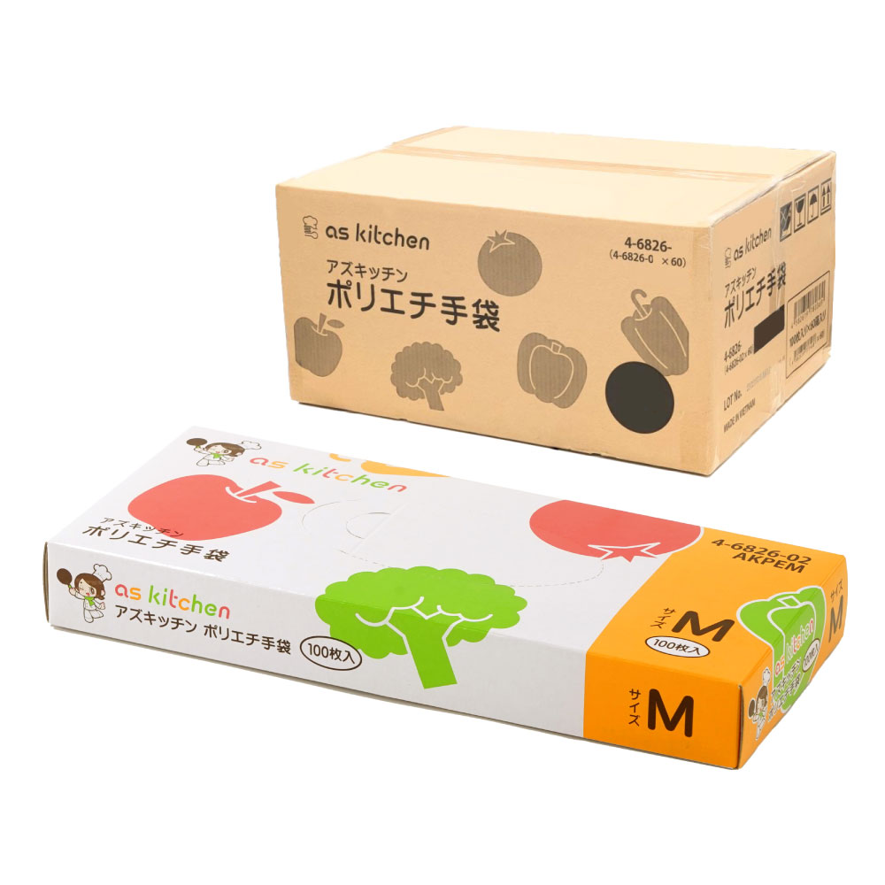 Rakuten - 【業務用】アズキッチン ポリエチ手袋 1ケース（60箱（100枚/箱））入 M 業務用 厨房用品 キッチン用品 4-6826-52