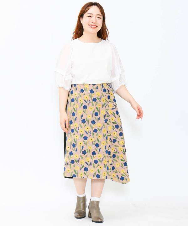 Rakuten - as know as 花のジャカードSK レディース 大きいサイズ ボトムス スカート オオラカ