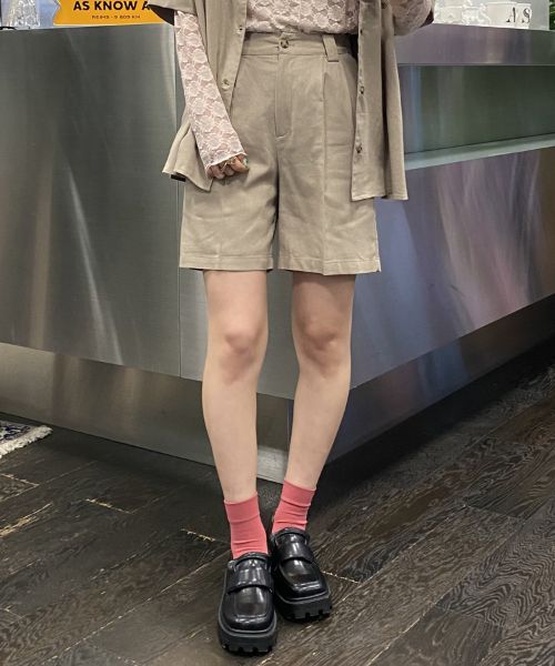 as know as 綿と麻のタックSPT レディース ボトムス パンツ ピンキー