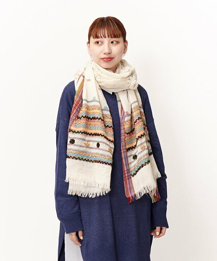 as know as コサージュ刺繍シアST レディース 小物 ストール ドゥバズ as know as コサージュ刺繍シアST レディース 小物 ストール ドゥバズ