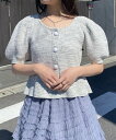 as know as 色MIXな特別感パフCD レディース トップス ニット 半袖 プルオーバー パフスリーブ カーディガン 前あき 羽織り 半袖 春 ウエスト...