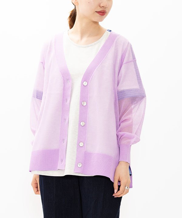 【期間限定P5倍】as know as スケシアCD レディース トップス ニット カーディガン ニット カーディガン Vネック ラメ 前あき シアー 透け感 春 夏 ポリエステル 長袖 羽織り ドゥバズのサムネイル