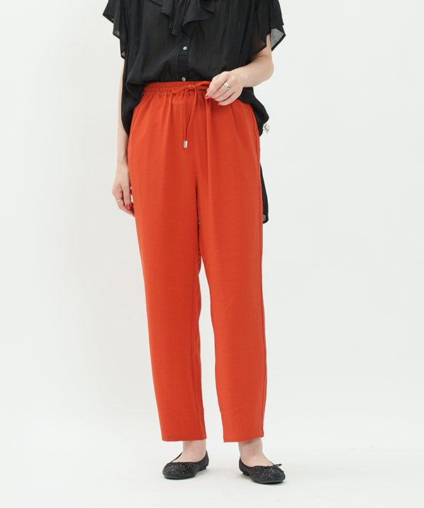 as know as 優しいけど冷たいテーパー レディース ボトムス パンツ テーパードパンツ パンツ テーパー キレイめ オケージョン オフィスカジュアル パイピング ウエストゴム 楽ちん ウエストヒモ先チップ加工 アクセント シンプル 接触冷感 ドゥバズのサムネイル