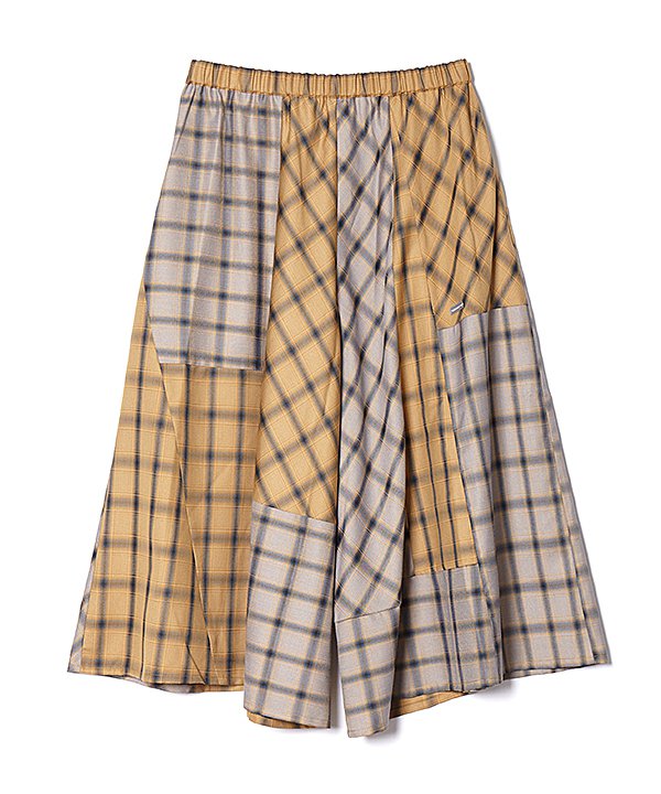 【お買い物マラソン全品P5倍】as know as チェックブロッキンPT レディース 大きいサイズ ボトムス パンツ ワイドパンツ フレアー チェック マゼコゼ ウエストゴム ウエストヒモ ポケットあり トレンド 華やか カジュアル おしゃれ かわいい 冬 秋 春 夏 オオラカのサムネイル