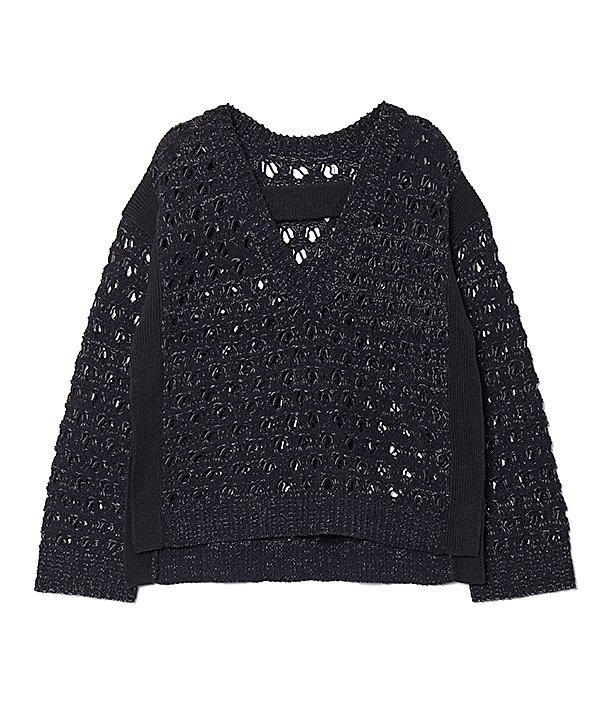 as know as women's pullover knit top, long-sleeved, reversible (front and back), V-neck, crew neck, slit, office casual, polyester, acrylic, Dubuzz